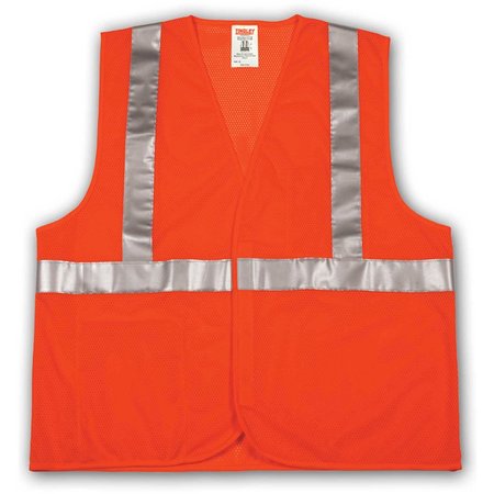 TINGLEY V70629 Job Sight Class 2 Vest, Fluorescent Orange, Polyester Mesh, 2XL/3XL V70629.2X-3X